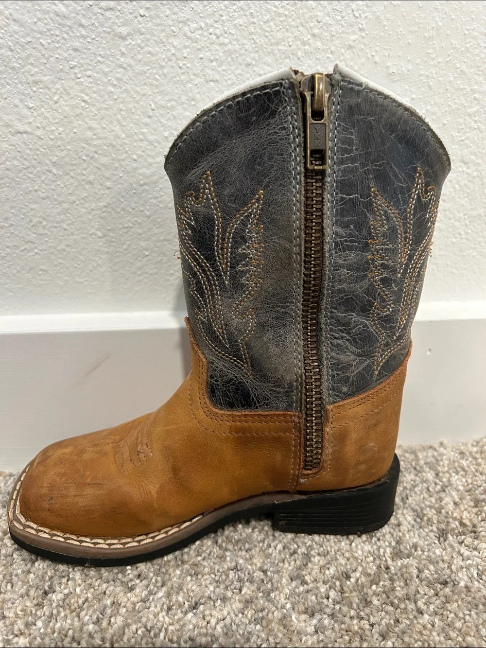 Cody James Kids Brown and Blue Western Zipper Boots